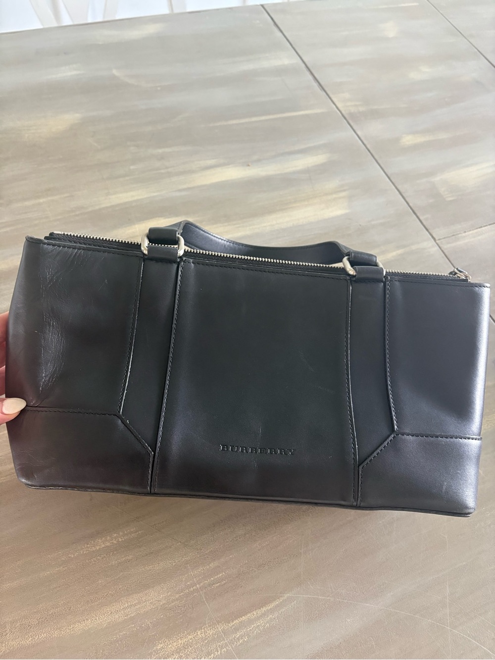 Burberry Black Leather Briefcase Shoulder Bag